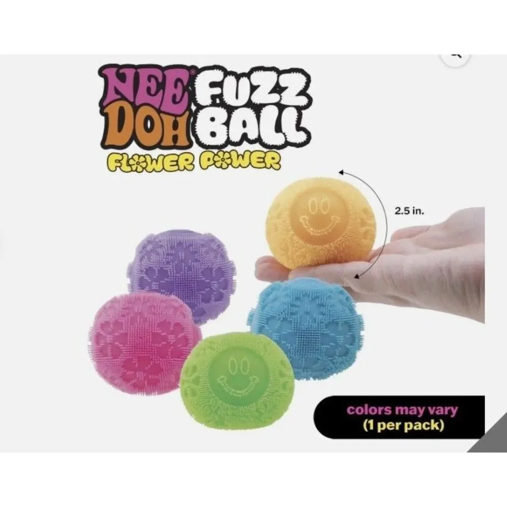 Nee Doh Fuzz Ball Flower Power Squishy Stress Ball Fidget Toy NEEDOH pink